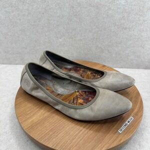 Born Ballet Flats 9.5 Grey Leather Pointed Toe Comfort Slip On Minimalist Preppy